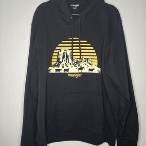 Wrangler Black Hoodie with Yellow Graphic